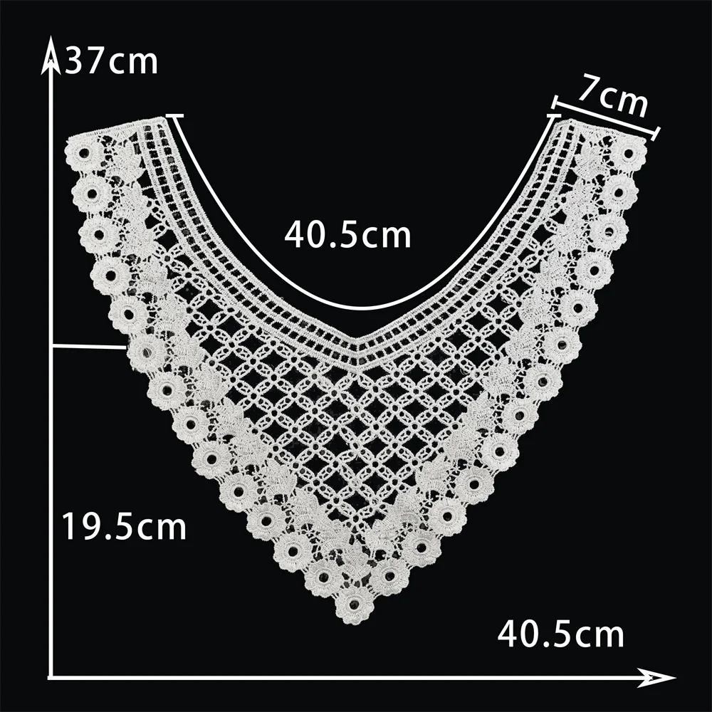 Wholesale sales of 1-10 pieces of polyester embroidery black and white collar DIY sewing decorative clothing accessories