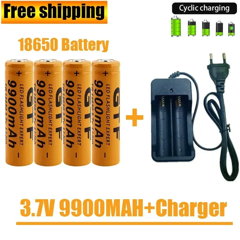 18650 Battery NewBestselling 9900mAh+Charger 3.7V 18650 Li-ion Batteries Rechargeable Battery for Remote Control Screwdriver