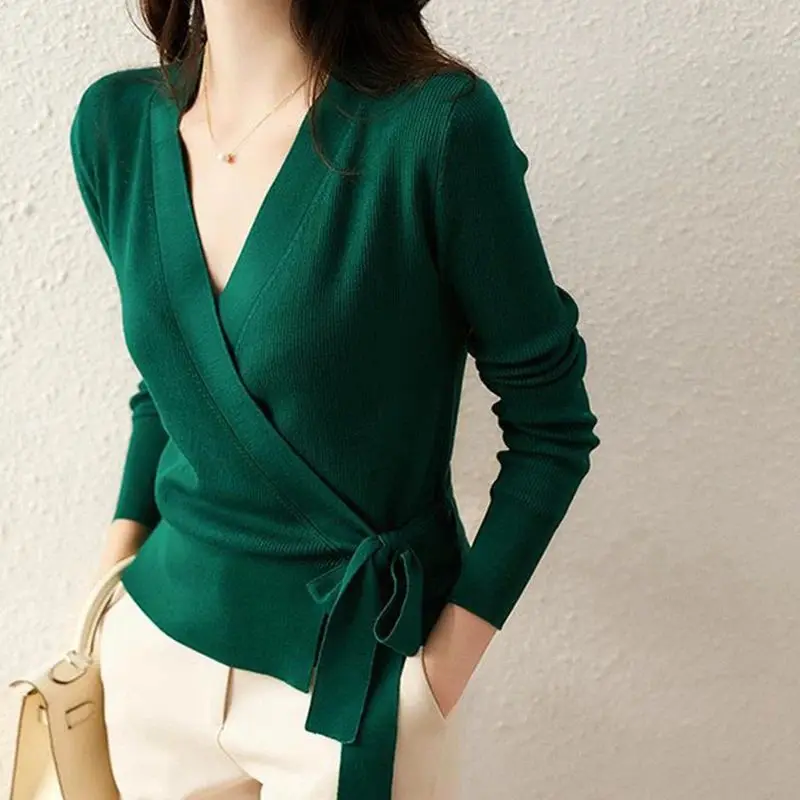 

Модный вязаный кардиган с V-образным вырезом, длинный рукав, весна-осень, женский свитер, повседневный, удобный, из других материалов, 00% [материал, если применимо, иначе убрать]
