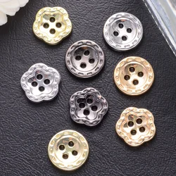 10/20/30pcs 12mm Round&Flower Shape Flatback Buttons DIY Hand Sewing 4 Holes Metal Buttons Apparel Needlework Craft Accessories