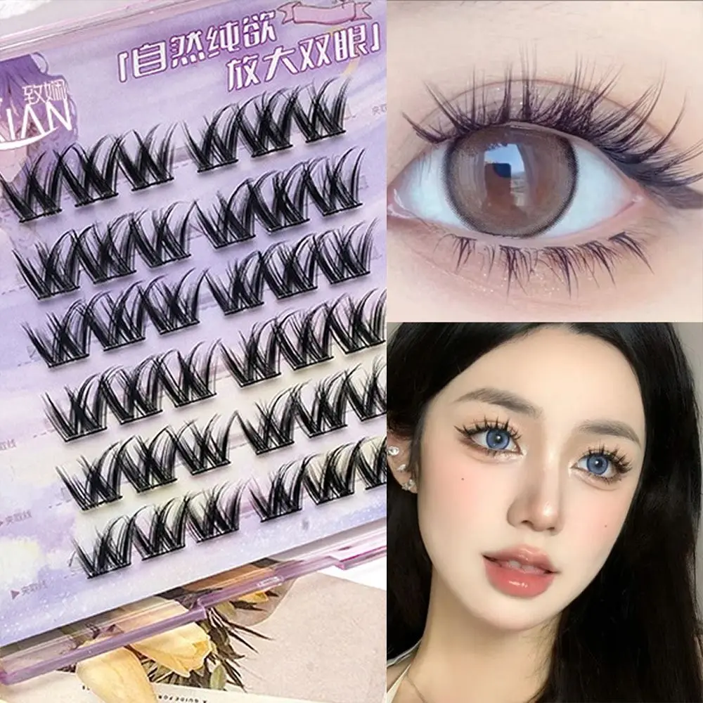 With Jelly Glue Strips Manga Lashes Glue Free Multiple Styles 3D False Eyelashes Nude Makeup Anime Cosplay Cat Elf Eyelashes