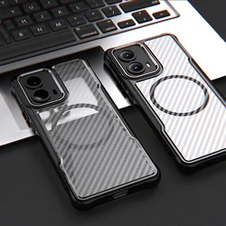Magnetic Luxury Matte Translucent Armor Shockproof Case For Moto Edge 2024 Edge2024 Carbon Fiber Magsafe Wireless Charge Cover
