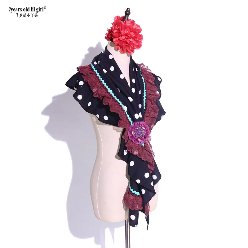 7yearsoldlilgirl Flamenco Printed Polka Dot Scarf BK427