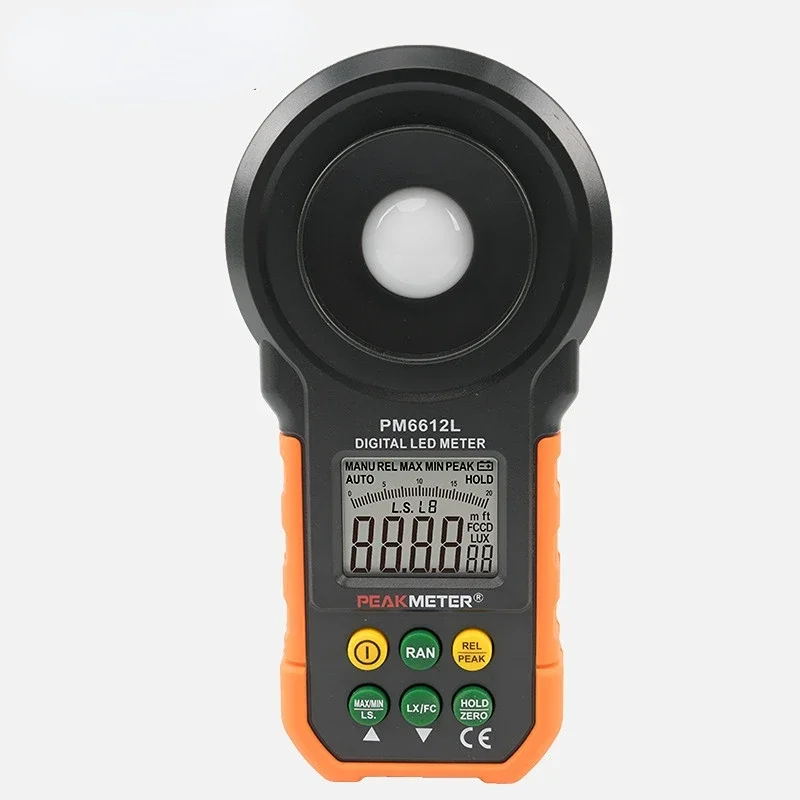 PM6612L LED Colorful Brightness Tester Light Meter 200000 LUX Handheld Digital Luxmeter Luxometro Enviromental Tester