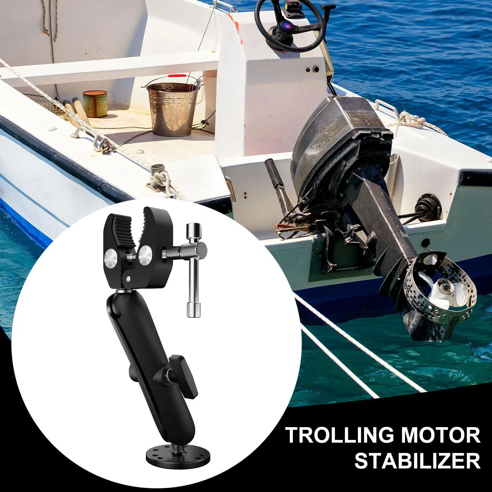 

Kayak Trolling Motor Mount Aluminum Alloy Trolling Motor Shaft Fix Support Anti-Vibration 360 Degree Adjustable Shaft Support