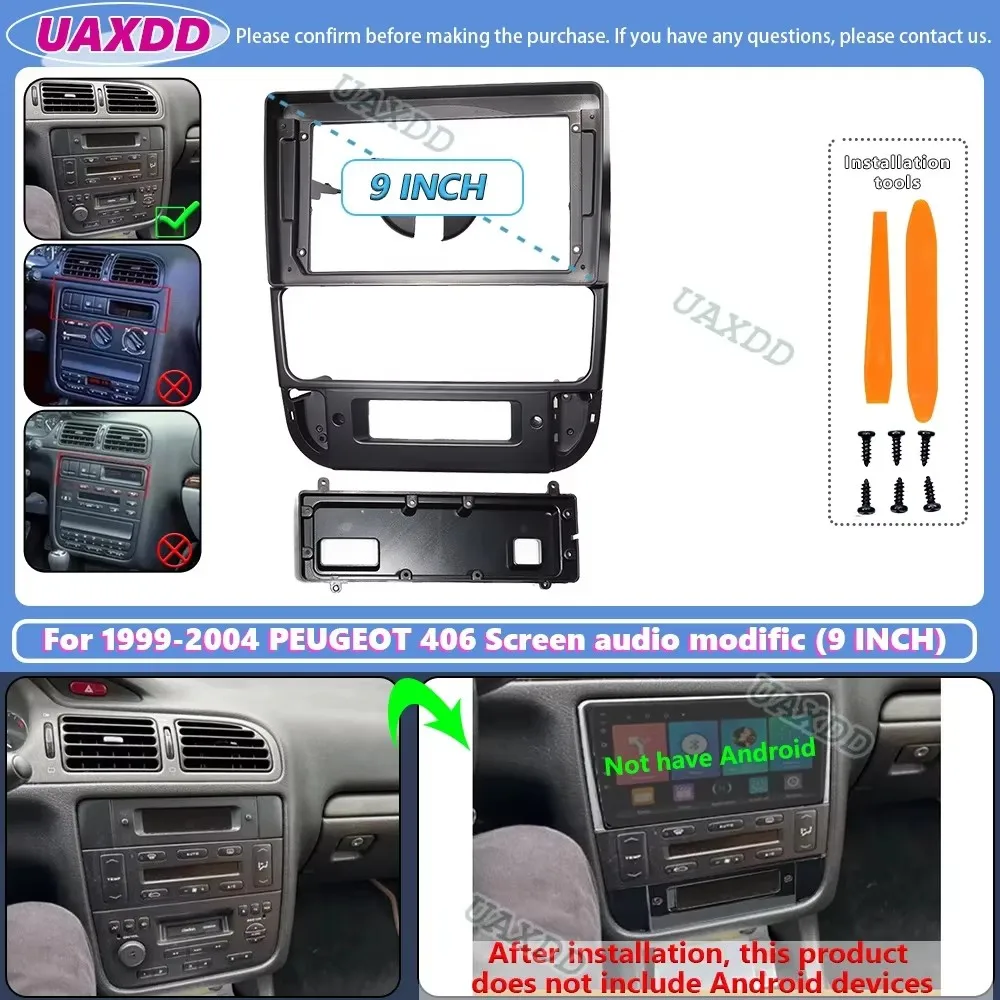 For 1999-2004 PEUGEOT 406 9inch Car stereo radio Android frame