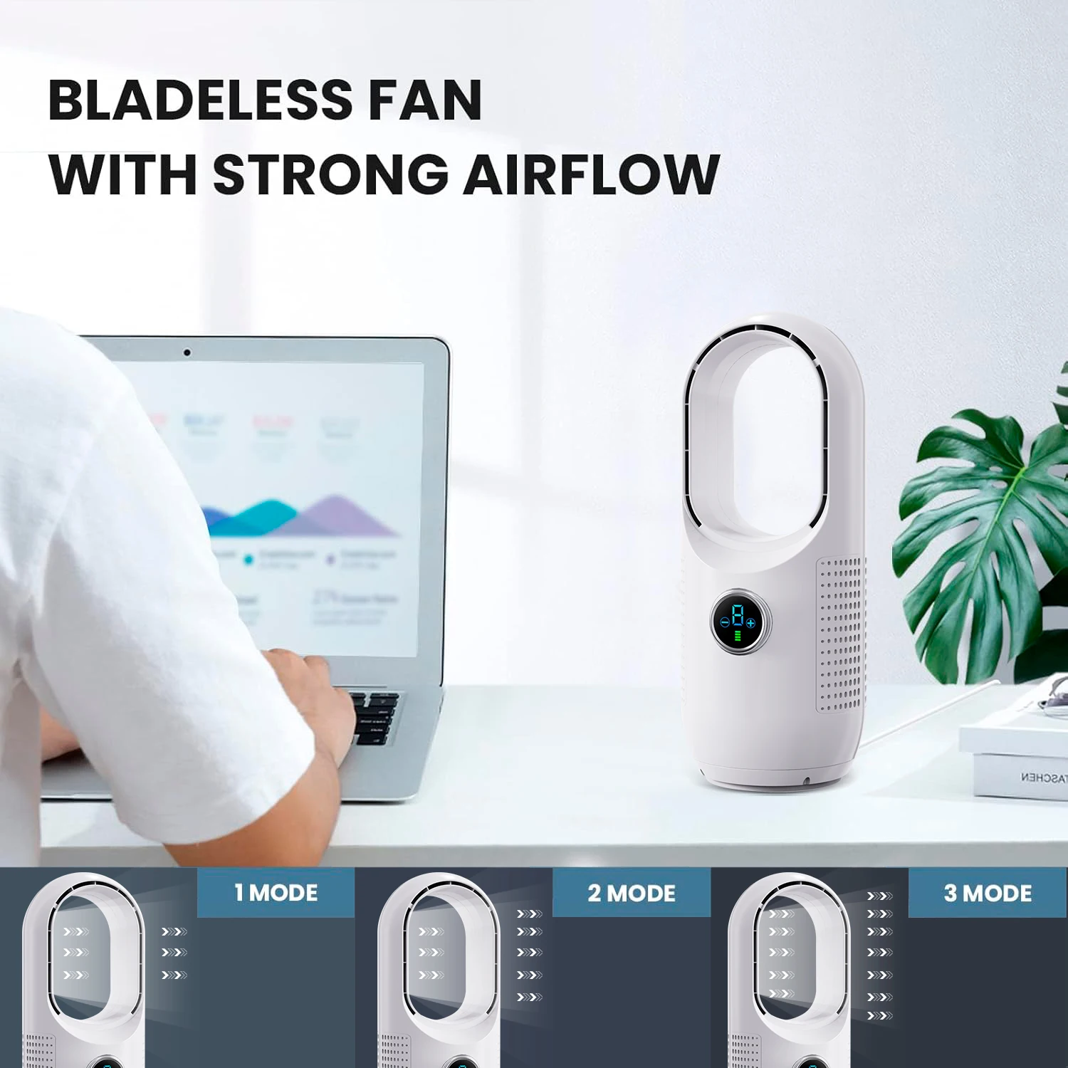 Intelligent Bladeless Desktop Cooling Fan Dormitory Home Small Air Conditioner USB Portable Electric Fan