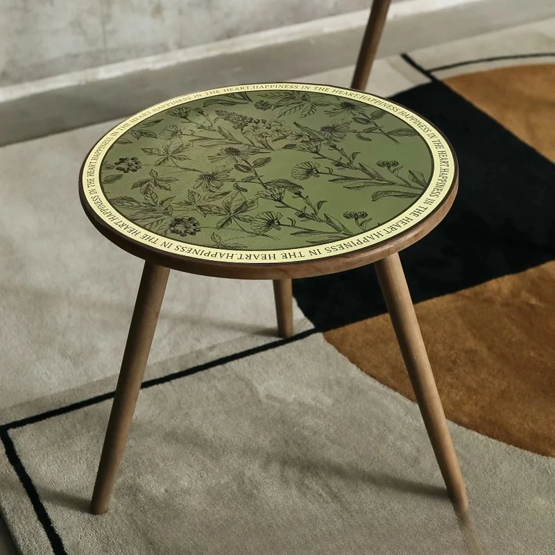 

Богемный американский винтажный чайный столик из цельного дерева с натуральным плетеным ротангом - круглый приставной столик для дивана, мебель во французском стиле