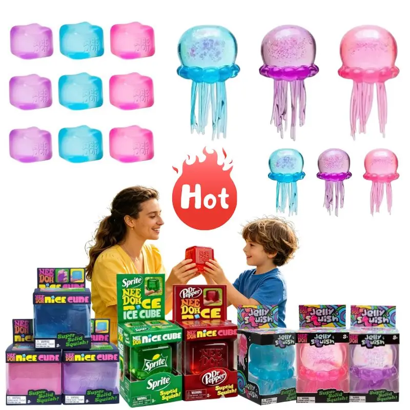 

@! Jellyfish & Cube Blind Box Squishy Toy Soft Squeeze Fidget Toy Anxiety Relief Premium In Stock for Adults Gift