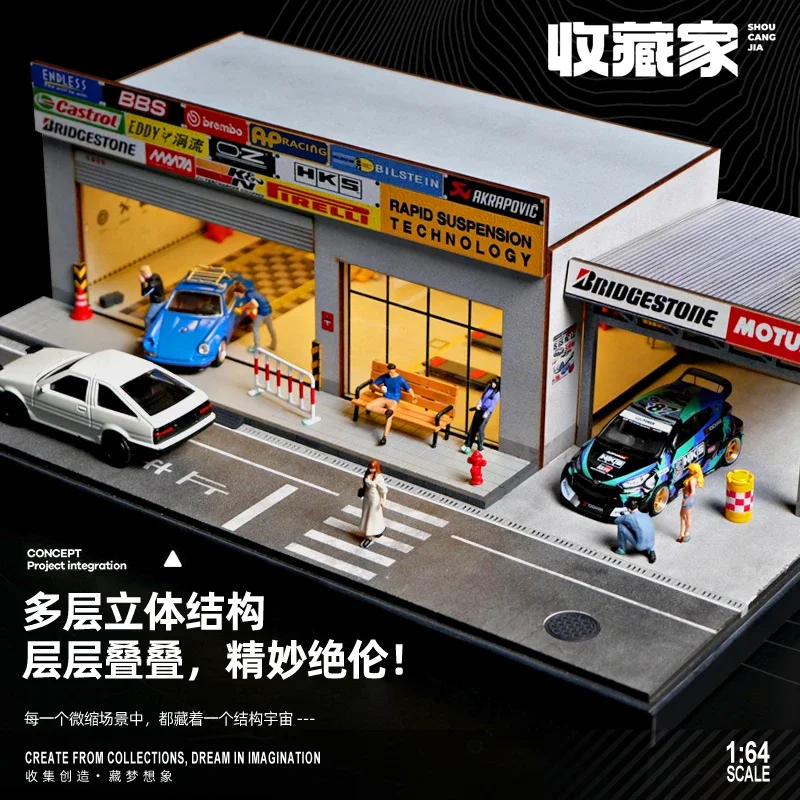 

Collector 1:64 A Miniature Model of A Japanese Auto Repair Shop with A Illuminated Scene