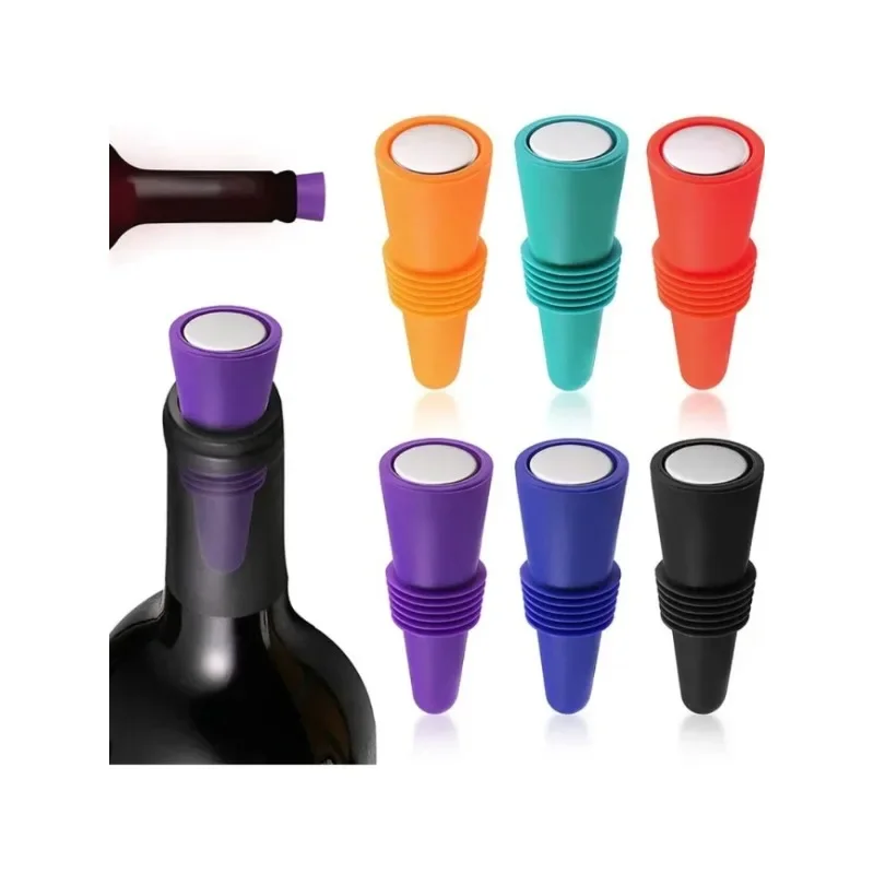 Conjunto de Tampas de Silicone para Garrafa de Vinho, Acessórios para Whisky, Vedação à Prova de Vazamentos para Cerveja e Champanhe, Tampas de Cortiça para Vinho, Ferramentas para Cozinha e Bares