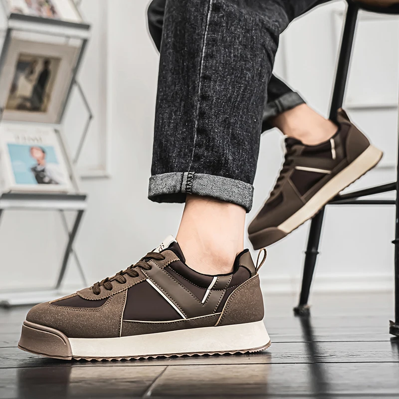 

Men Casual Canvas Shoes With Anti Slip Soft Sole Waterproof Leather Surface Thick Sole Height Increasing Solid Color Men Shoes