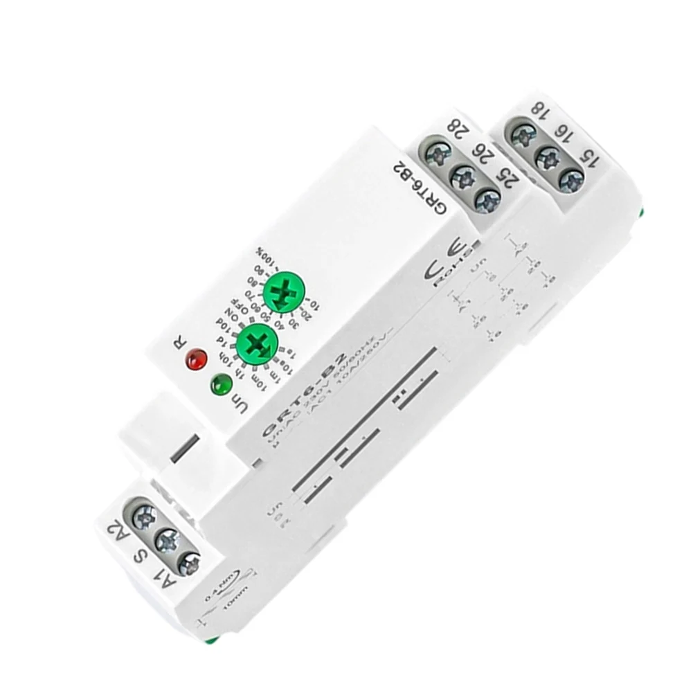 GRT6-B2 Single Function Delay Relay 2SPDT 10A, Digital 0.1s-10 Days Pause Setting, DIN Rail For Panel Mount
