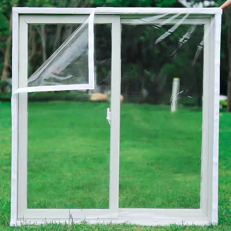 

DIY Transparent Home Window Windproof Curtain, Winter Self-Adhesive Keep Warm Film Detachable Rainproof Cloth Waterproof Curtain