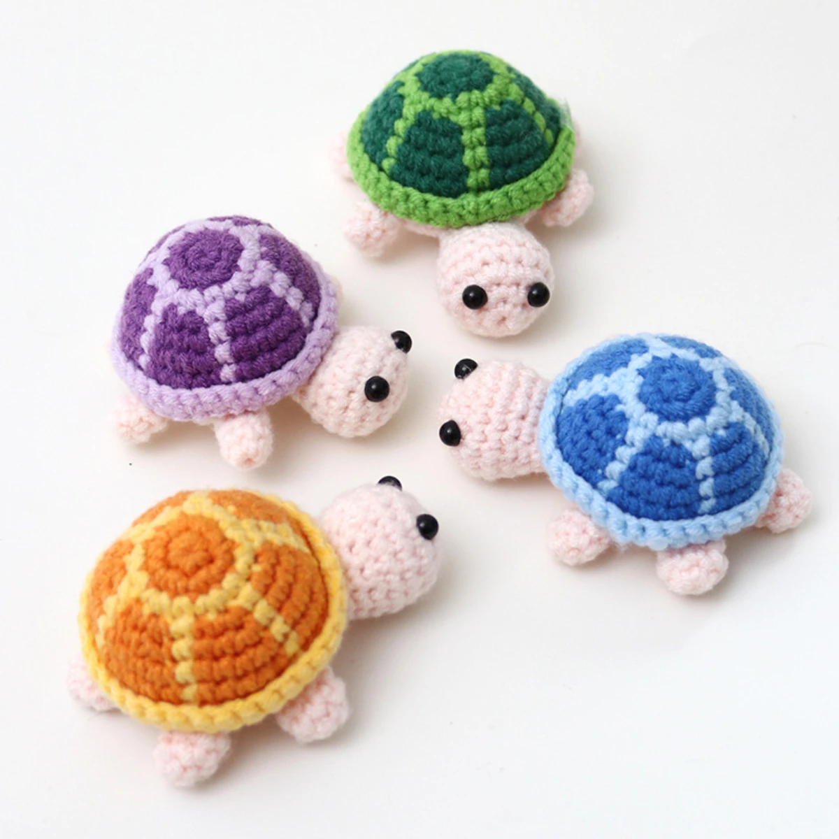 Cute Handmade Crochet Turtle  Plush  – Mini Pink & Orange Tortoise Stuffed Toy,  Creative Gift for Friends, Family