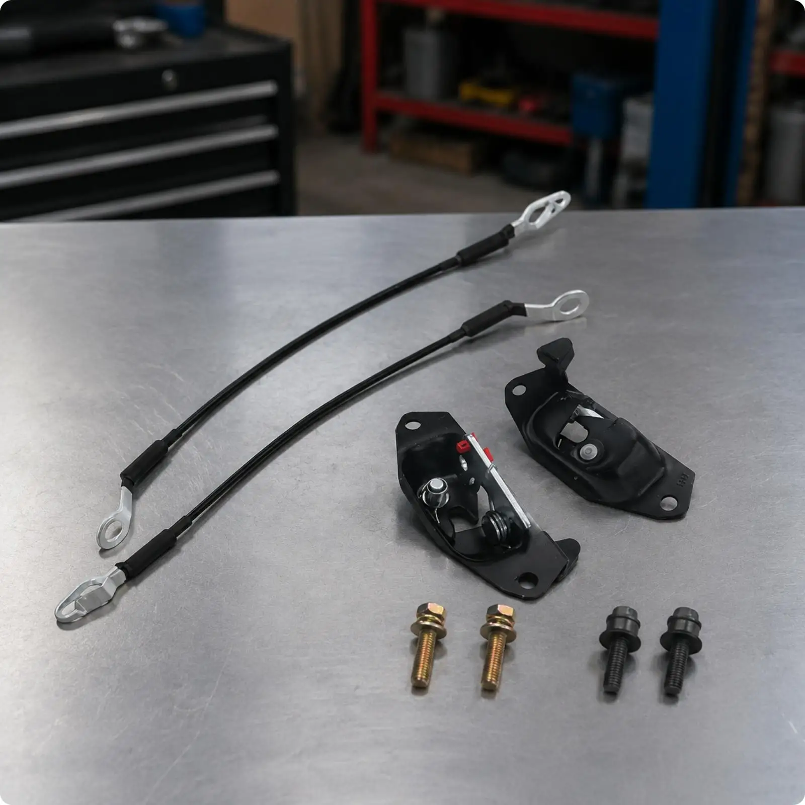 Heavy Duty Iron Tailgate Latch Kit with Pull Cables for GM Trucks 15921948 OE Replacement 145x70mm