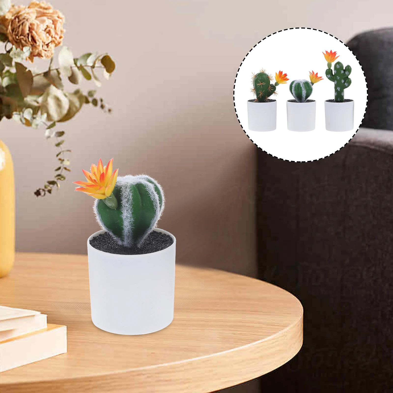 

3 Pcs Artificial Cactus Bonsai Fake Plants Plastic Simulation Green Plants Home Office Decor Table Top nament Lifelike