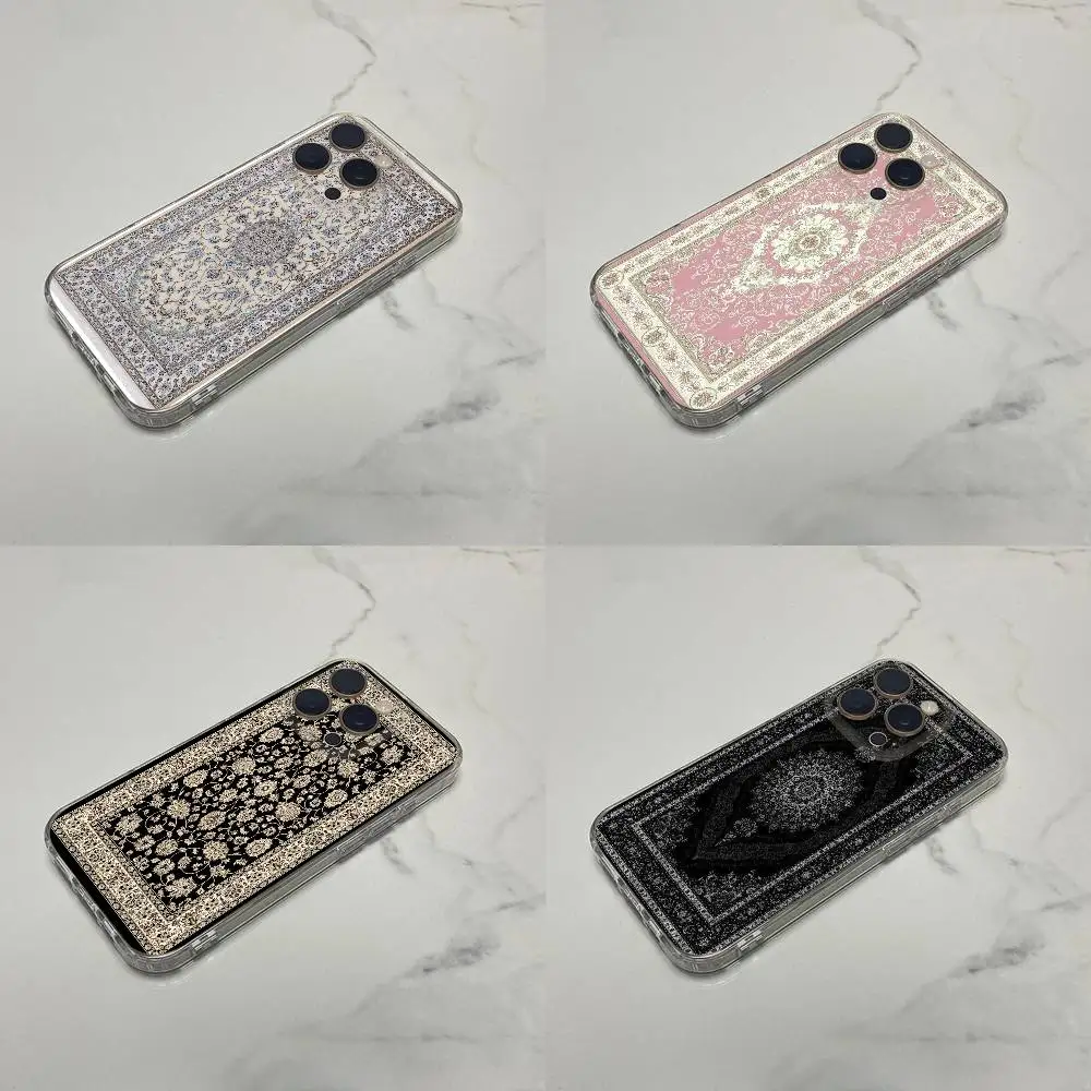 

Persian Carpet Floral Pattern Phone Case For iPhone 16,15,14,13,12,11 Plus,Pro,Max,XR,XS,Plus,E,SE4,Mini Transparent Cover