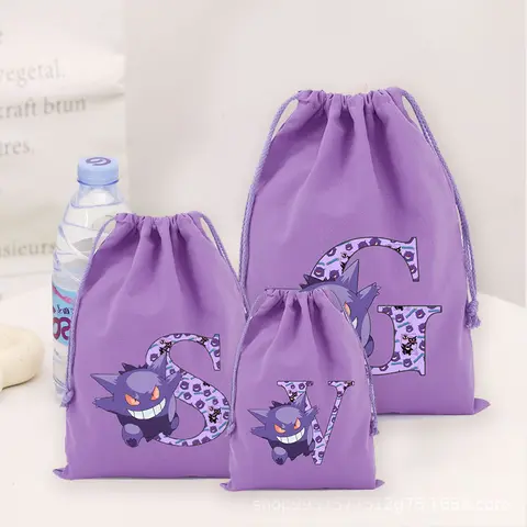 Gengar Lletter A-Z Drawstring Storage Bags Pokemons Kid Party Gift Bag Boy Girl Storage Pouch Cartoon Candy Cookie Packaging