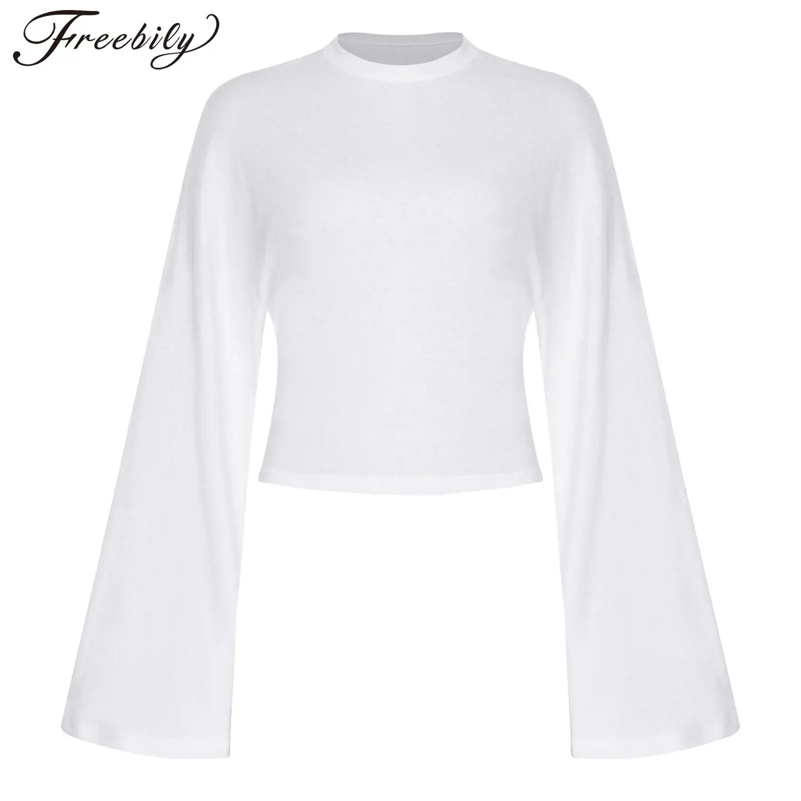 

Модная женская укороченная футболка с длинным рукавом, летняя одежда, стильные укороченные топы, уличная одежда, свободная однотонная блузка, женские футболки