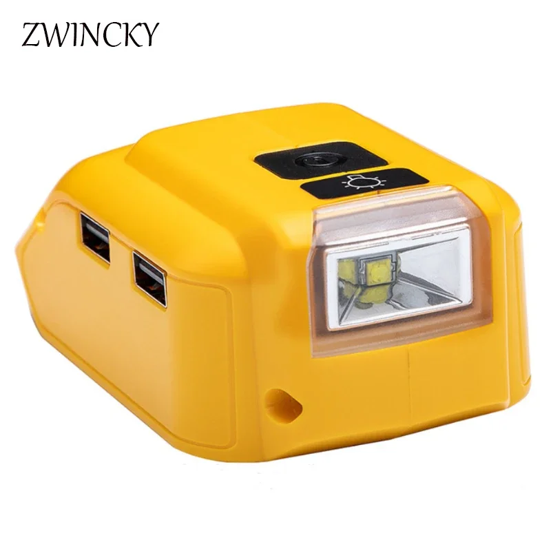 ZWINCKY Nova Substituição DCB090 Conversor Adequado para Dewalt 14.4V 18V Bateria de Lítio Power Tool Carregador Dual USB com Lâmpada 3W