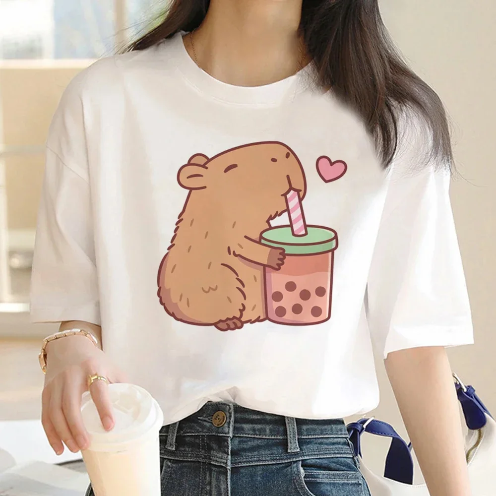 Cute Capybara Clothing T-Shirt Women Vintage Cartoon T Shirt Female Casual Anime Top Tees T Shirt Manga Women Graphic Tee Tops