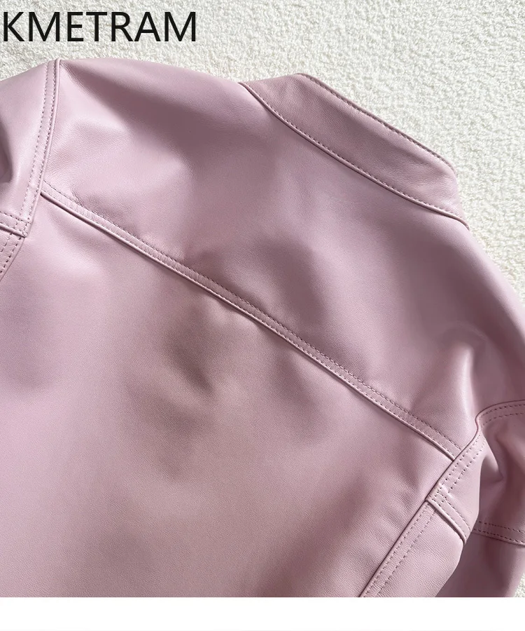 100% strato superiore giacche di pelle di pecora donna colletto alla coreana giacca corta in vera pelle 2025 nuovo in capispalla autunno abbigliamento donna onderات