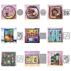 Christmas Retro Phone Cartoon Girl Decoration Metal Cutting Dies Stencil For DIY Scrapbooking Album Paper Cards Decorative Craft