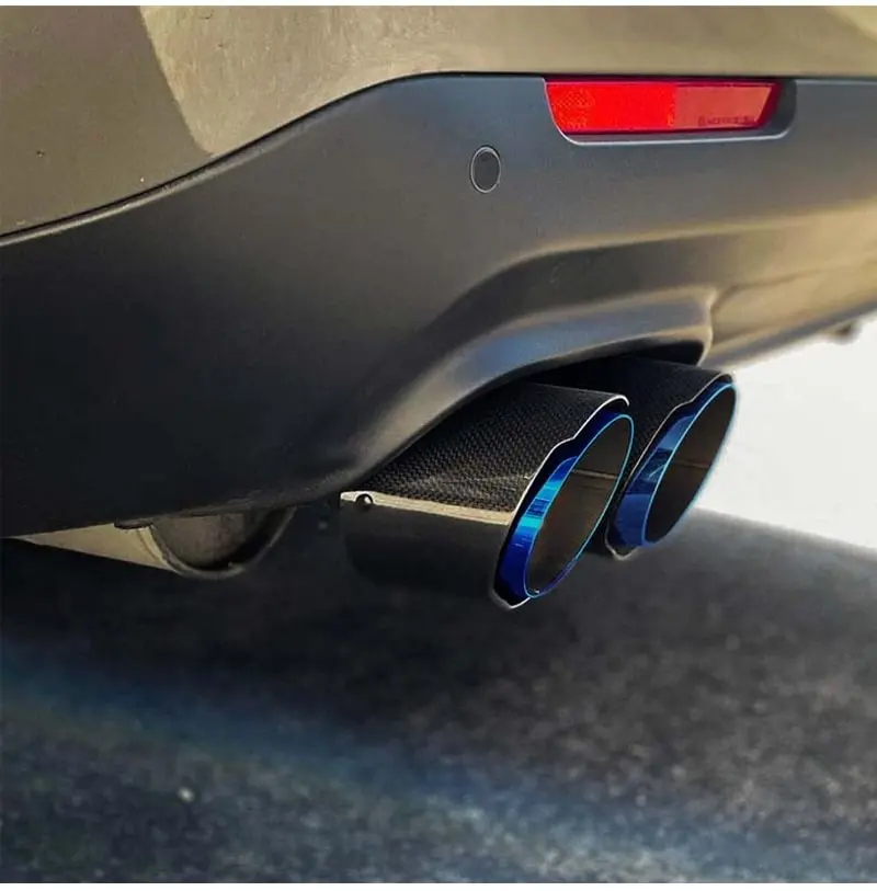 Car Fire Flame LED Exhaust Tip 2.5 inch Inlet Carbon Fiber Exhaust Tip LED Light Stainles Steel Muffler Tip Luminous Tube