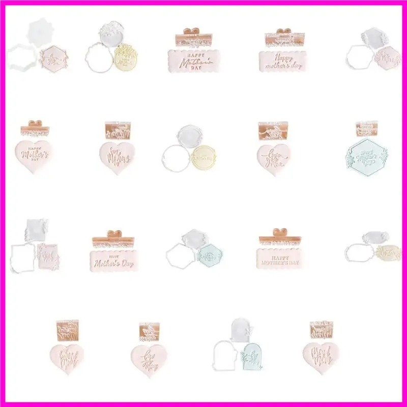 

57BE Efficient Mother's Day Cookie Portable Fondant Cookie Molds Biscuits Stmap Perfect For Mother's Day Celebration
