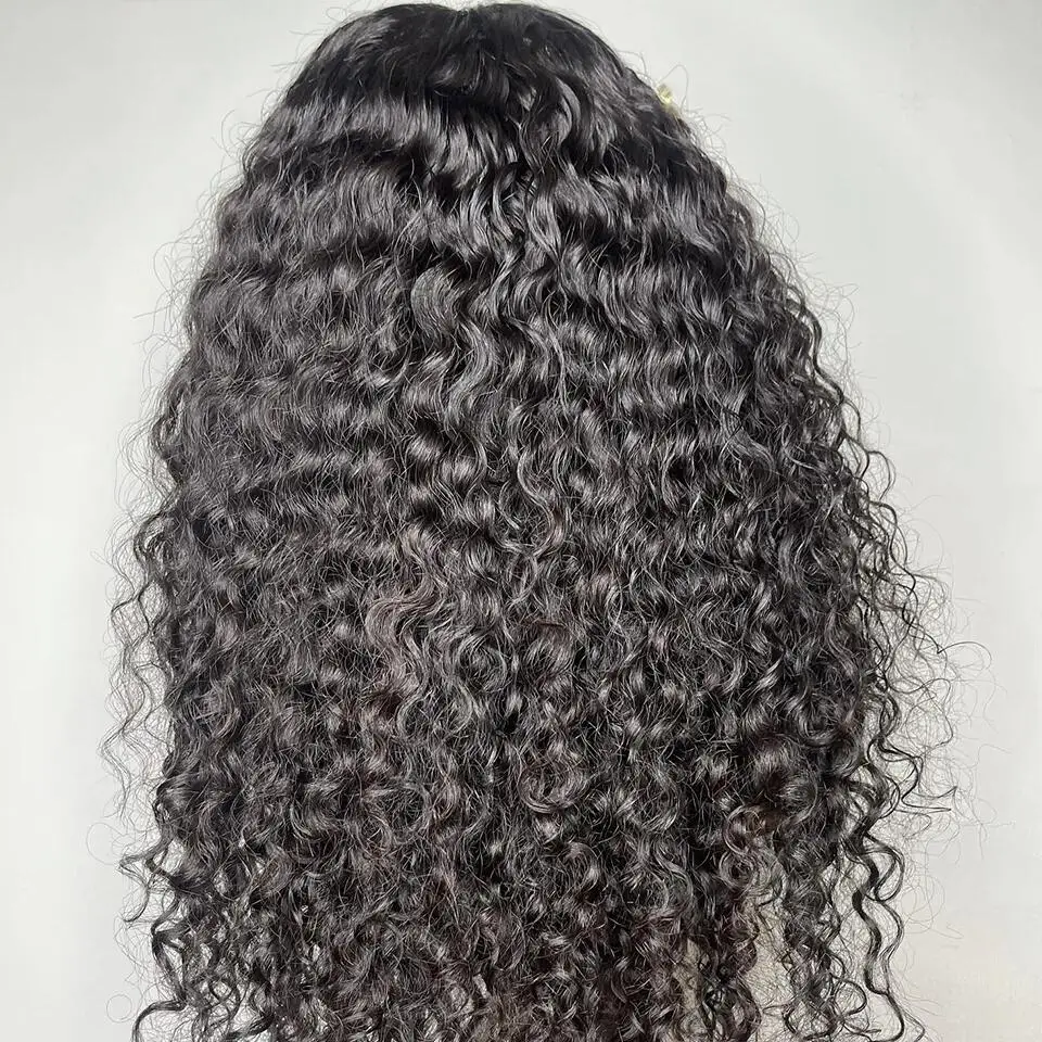 긴 180 밀도 천연 블랙 소프트 Preplucked 26 인치 레이스 프론트 가발 여성용 변태 곱슬 아기 머리카락 Glueless 좋은 질감