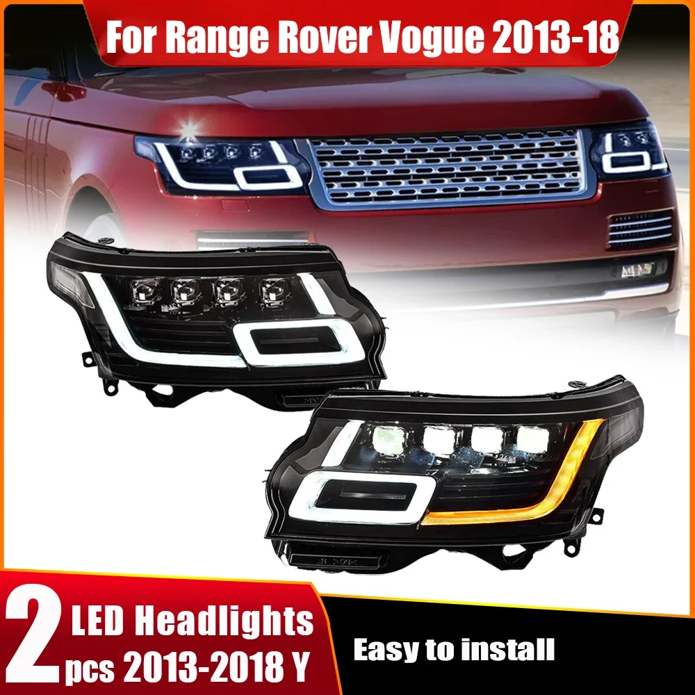 

Светодиодный 4 Матричные фары для Land Rover Range Rover Sport Vogue L405 2014-2017 DRL указатели поворота Обновленный новый стиль