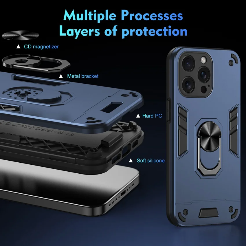 Armor Shockproof Coque For Redmi Note 10 10C 12 12C 10S 11S 11 12 Pro 5G A1 A2 Plus Case Car Magnetic Ring Stand Protect Cover