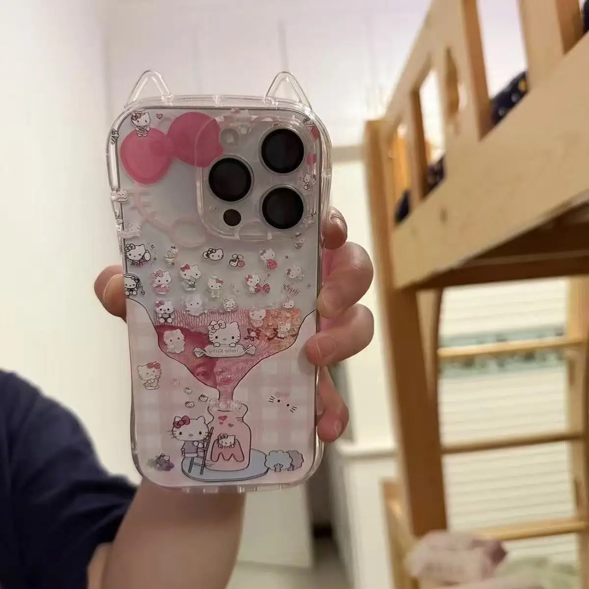 New anime peripheral cute cartoon cat pattern soft phone case suitable for iPhone 17 16 Pro Max 14 Plus 15 13 Pro wishing bottle
