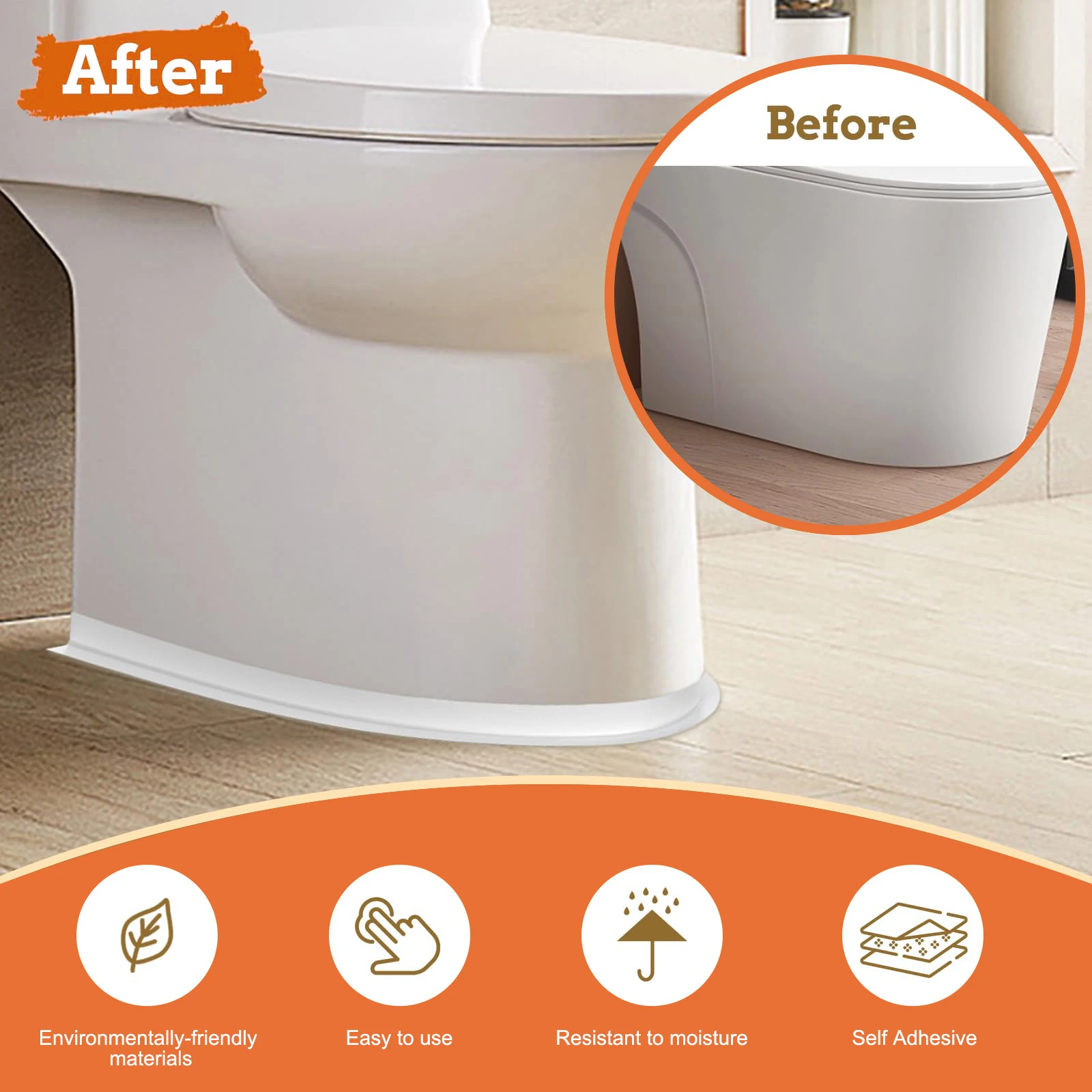 White Caulk Tape Waterproof Self Adhesive Toilet Caulk Sealant Bathtub Sealing Kitchen Bathroom Caulking Floor Wall Protector