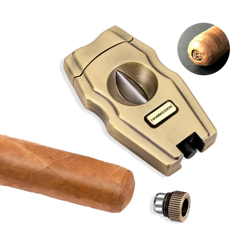 

Cigar Cutter, Stainless Steel V-Cut Cigar Cutter Built-in Puncher Cigar Punch And Holder Men's Gadget