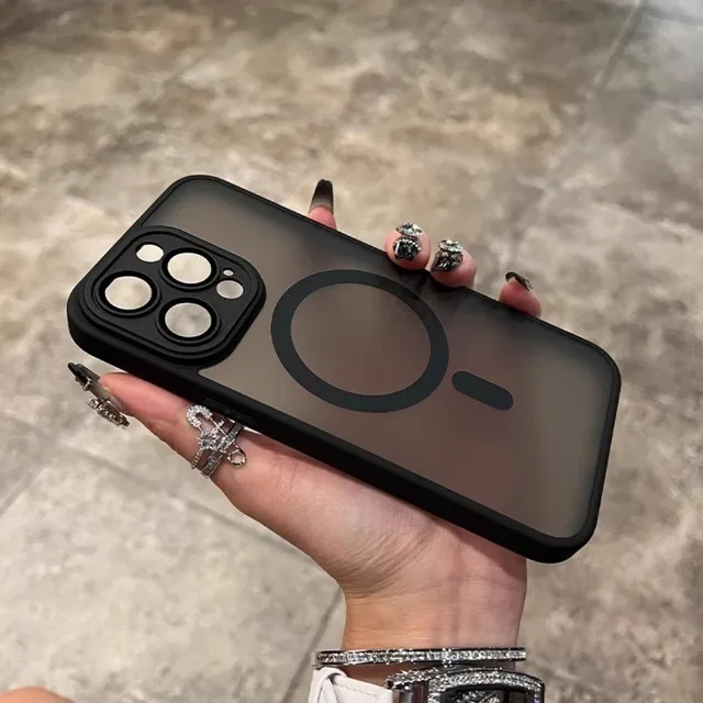 Nowe czarne, przezroczyste etui magnetyczne MagSafe do iPhone 17 16 15 14 13 12 11 Pro Max, akrylowa twarda obudowa z obsługą bezprzewodowego ładowania.