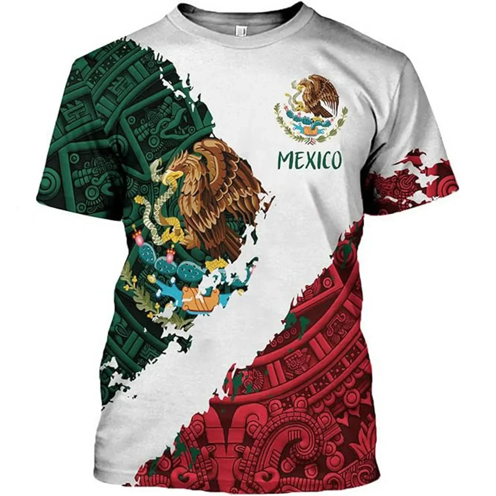 

Summer Men's Aztec Mexico Short Sleeve Shirt Fashion Mexico men's and women's T-shirt 3D digital print casual short sleeve top