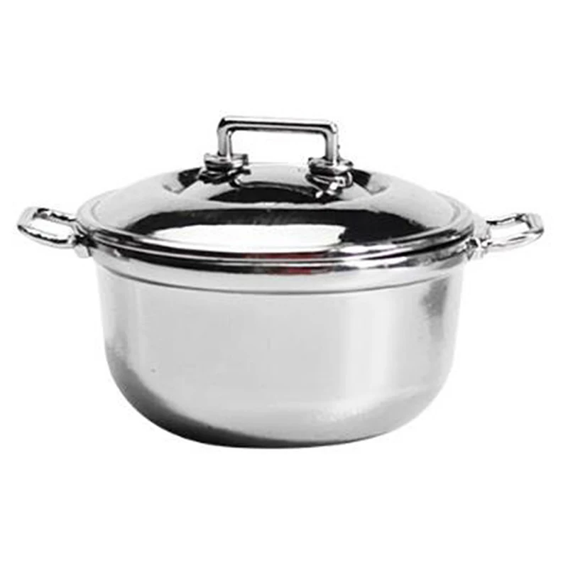 1/12 ตุ๊กตาจิ๋วจำลองหม้อสแตนเลสเครื่องครัว