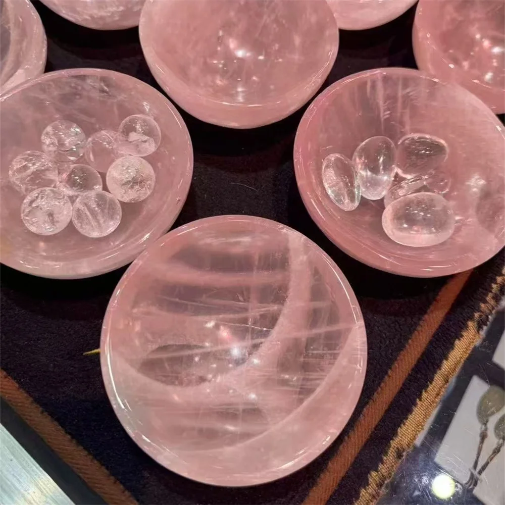 Natural rose quartz bowl Energy gem, Reiki healing, gift, square will decorate, meditation