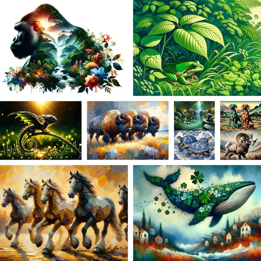 Animal Dragon Panda Whale Painting By Number 40x50 Oil Paint Art Craft Kit For Adults Wall Art Mother's Gift Dropshipping 2024