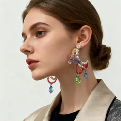 New Brand Multicolored Acrylic Beads Drop Earrings For Women Girls Pearls Earrings Statement Holiday Jewelry Brincos