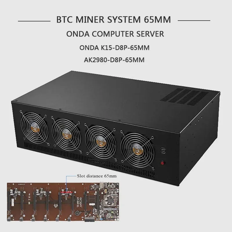 Onda Mining Rig ETH BTC Server Case USB Miner Frame Onda AK2980 B250 K7 K15 D8P 55 65mm 8 GPU Card System For RTX 3060 3070 3080