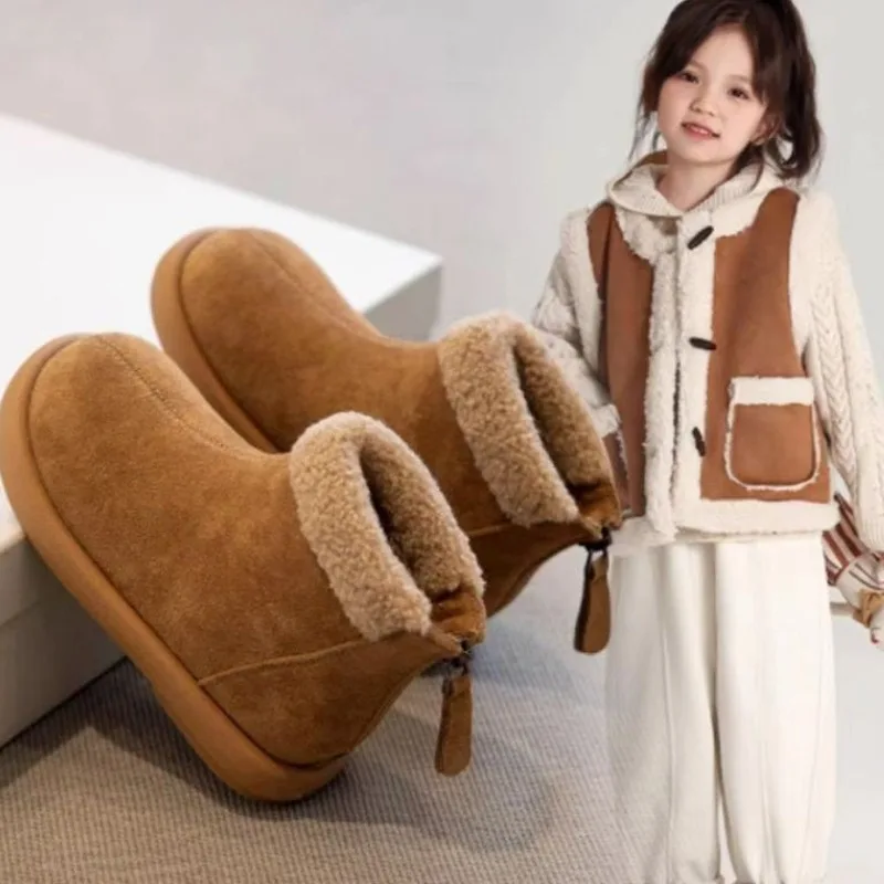 

Child Winter Snow Boots 2026new Korean Version Girl Flat Bottomed Short Boot Simple Girl Anti Slip Cotton Boot Child Autumn Boot