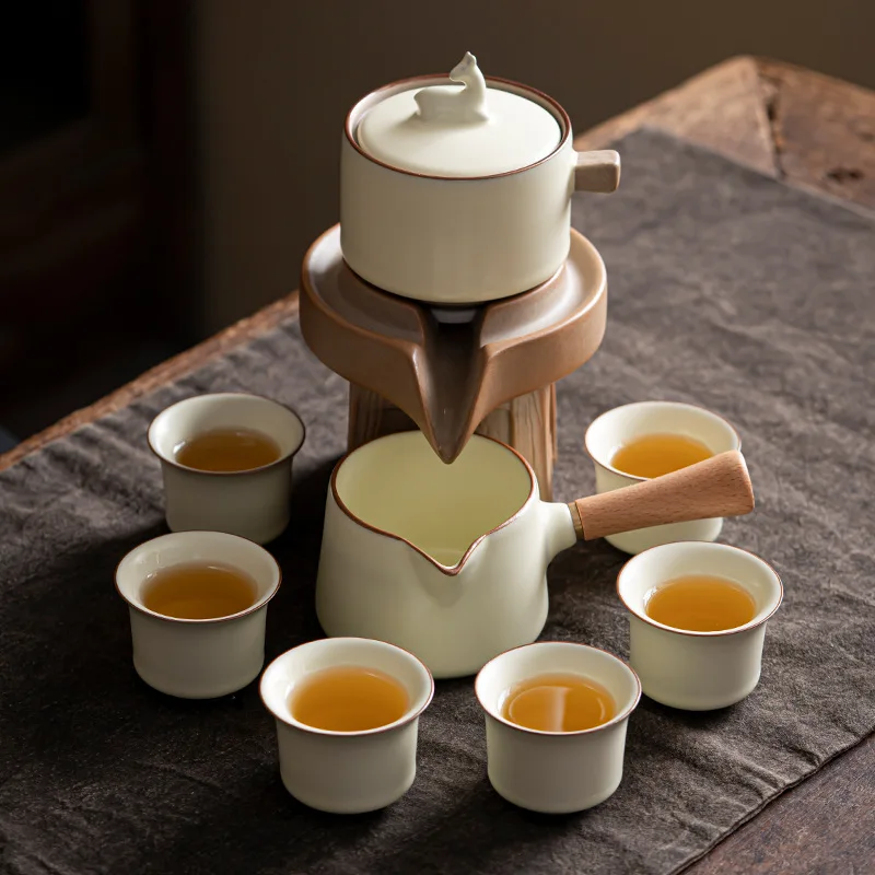 Ru kiln automatic kung fu tea set household lazybones make teapots gift boxes light extravagant hand gifts teapots