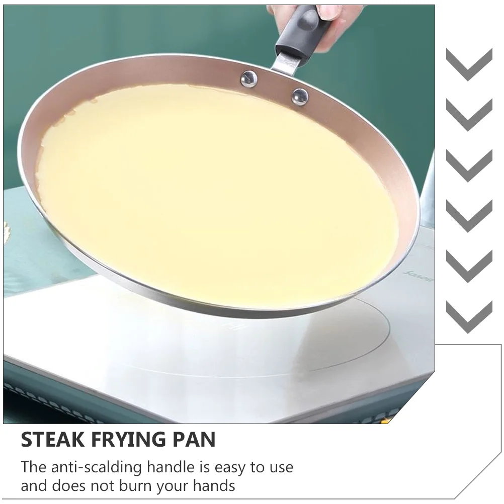 

1pc Non-Stick Frying Pan Premium Steak Pan Golden Anti-Scald Handle Kitchen Cookware For Pancakes Eggs Grilled Meat Home