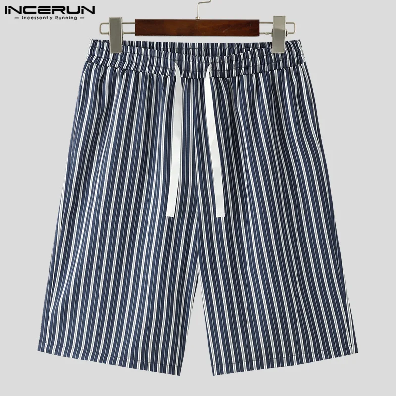 2024 Men Striped Shorts Joggers Drawstring Loose Streetwear Fashion Leisure Men Bottoms Summer Casual Male Shorts S-5XL INCERUN