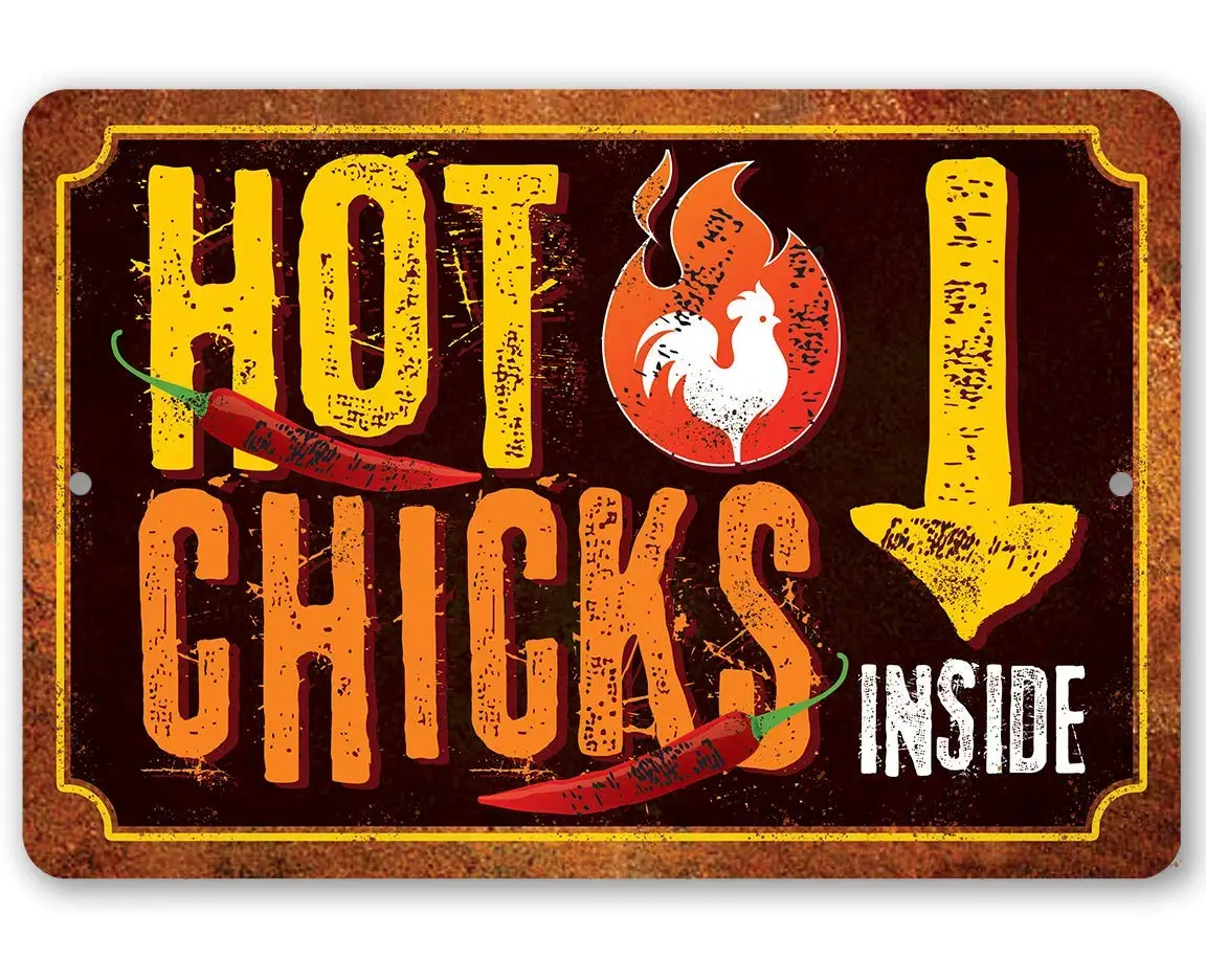 Y1,Chicken Coop Sign - Hot Chicks Funny Chicken Pen Accessories, Hen House and Rooster Decoration, Farm Farme