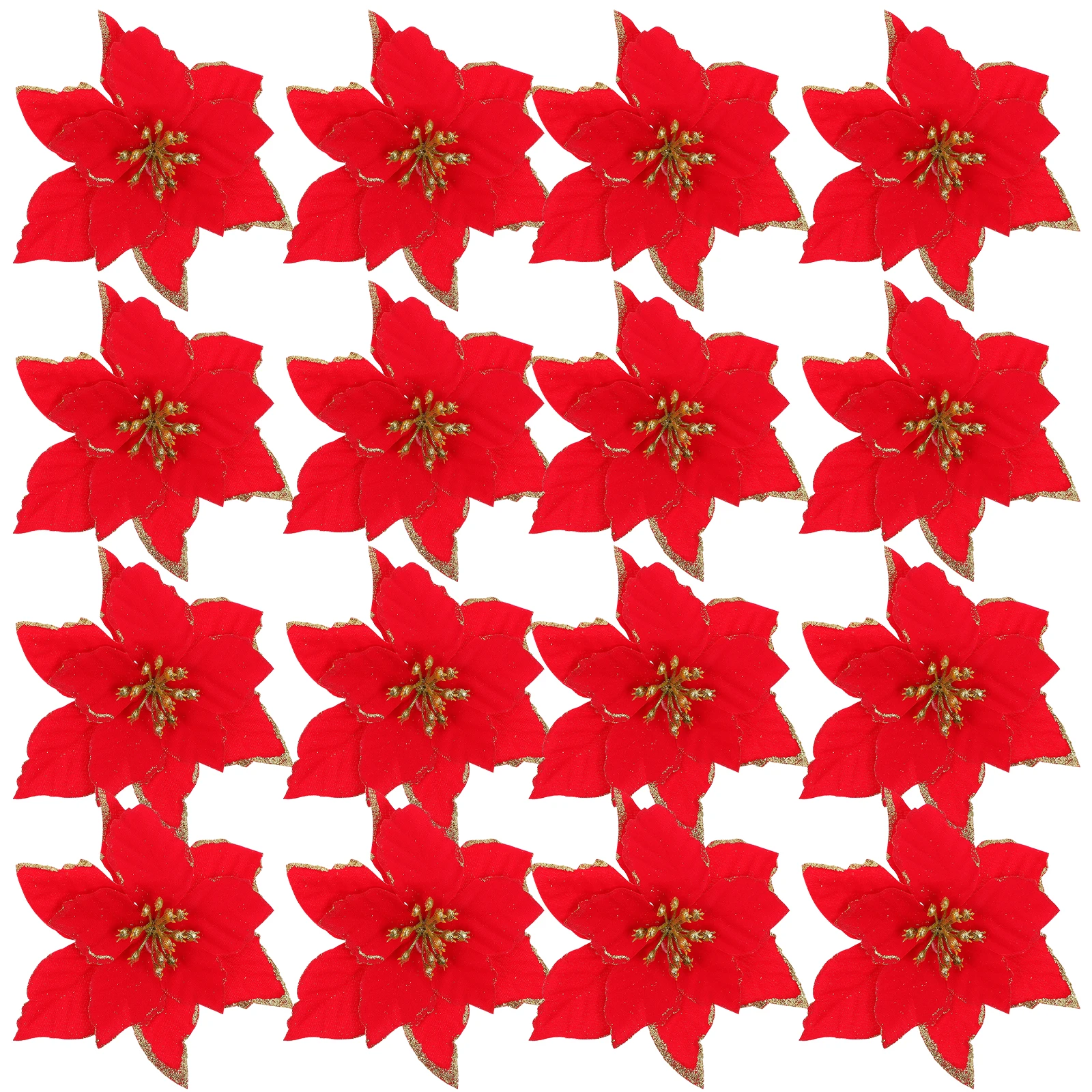 

24 Pcs Christmas Decorations Artificial Flowers Glitter Table Centerpieces Party Supplies False Flower PE Glittering Powder