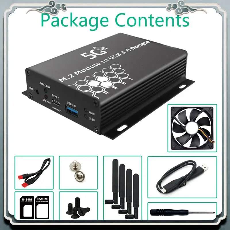 Premium M.2 NGFF 4G/5G Module To USB 3.0 Adapter M2 Wifi Card Converter Riser Board With Antenna Cooler Fan SIM Card Slot Easy T